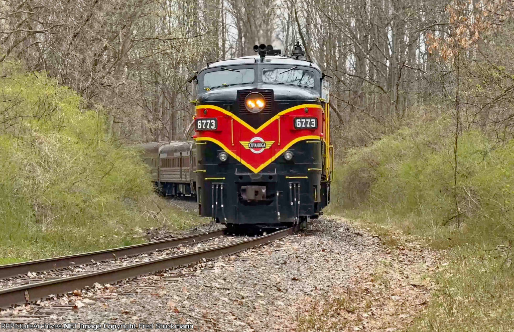 CVSR 6773 trails out of town and is going home for the day.